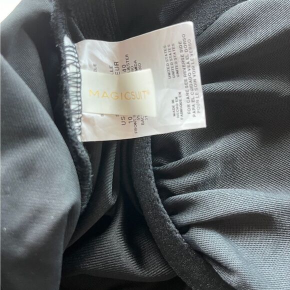 Nwt MagicSuit Isabel One Piece Black Ruffle Beaded Ruched Swimsuit - Picture 7 of 9